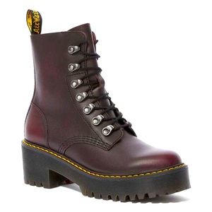 Dr. Martens Leona Vintage Heeled Boots - Burgundy, Size 7